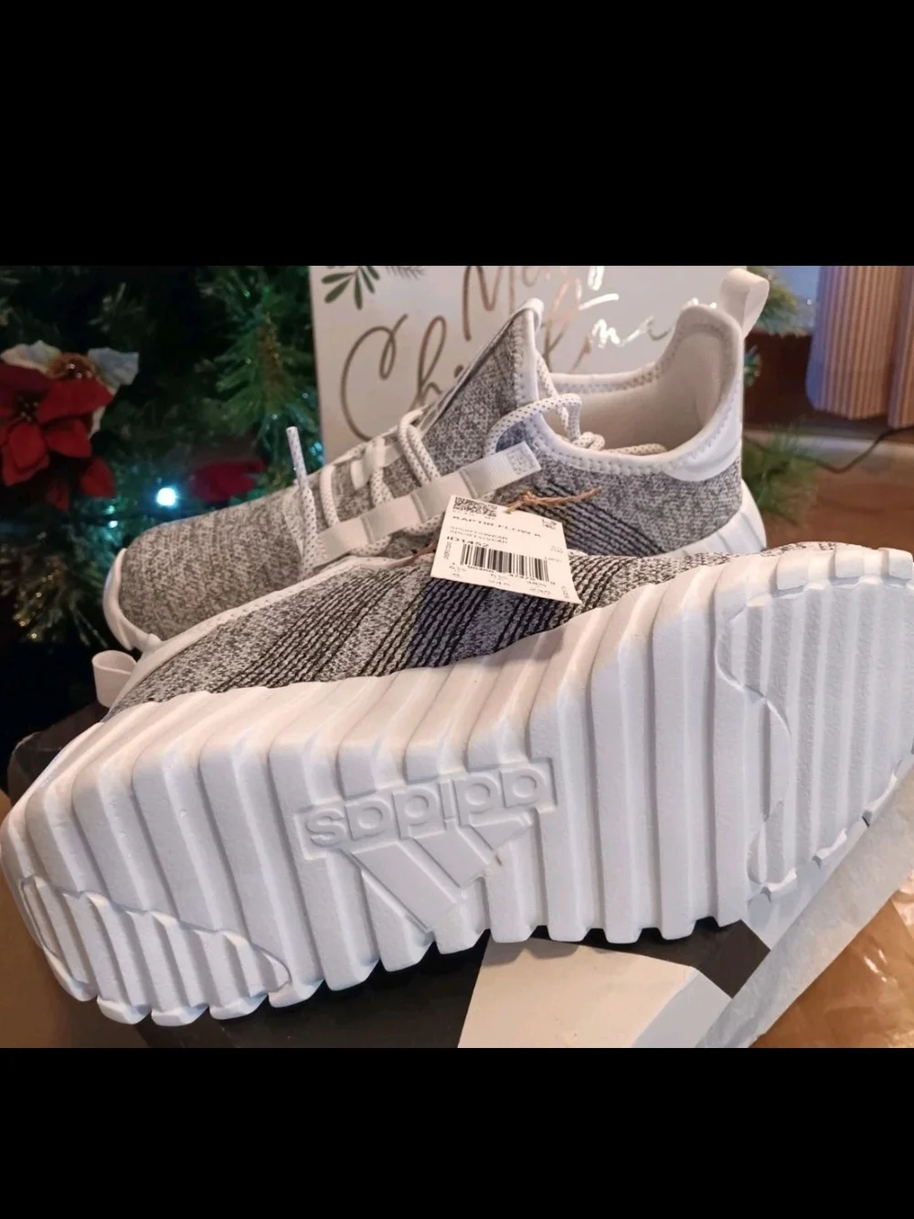 adidas Kaptir Flow Grey White Knit Slip-On Sneakers